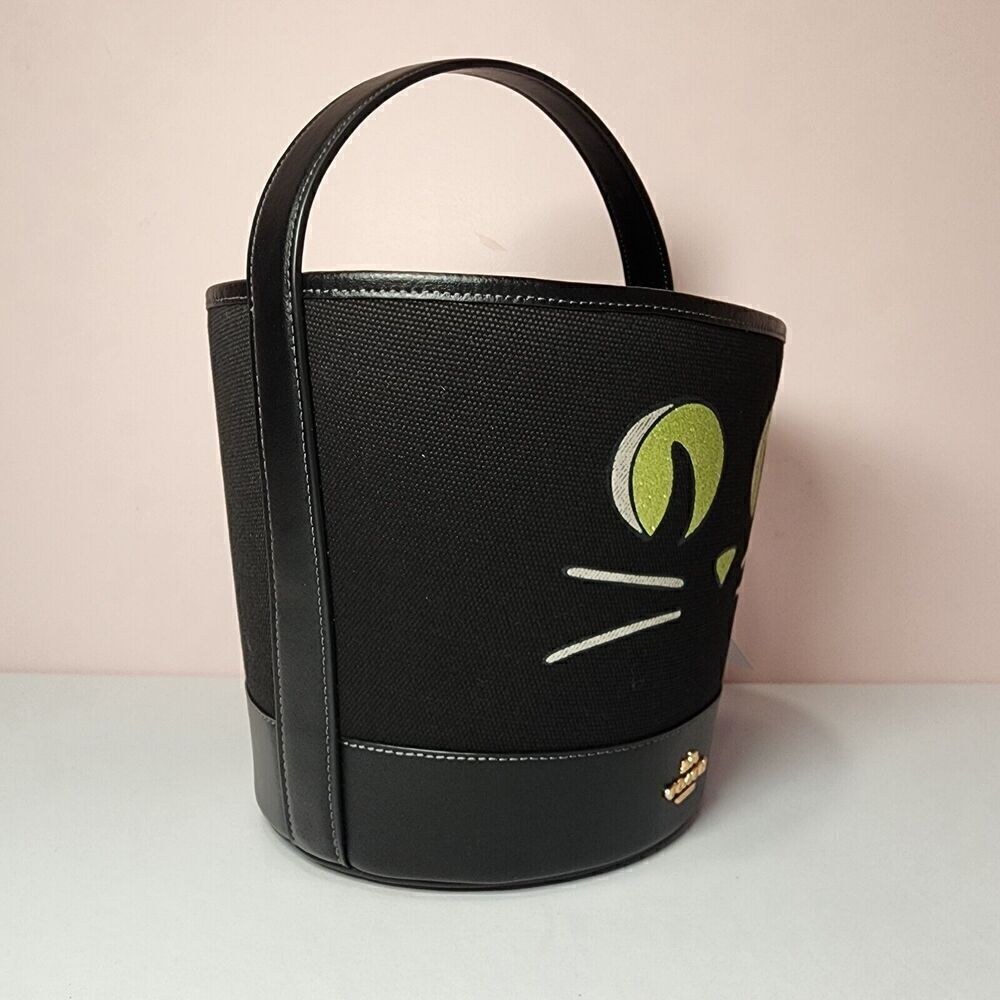 NWT Coach CW532 Halloween Trick Or Treat Bucket Black Cat Face - Picture 4 of 6
